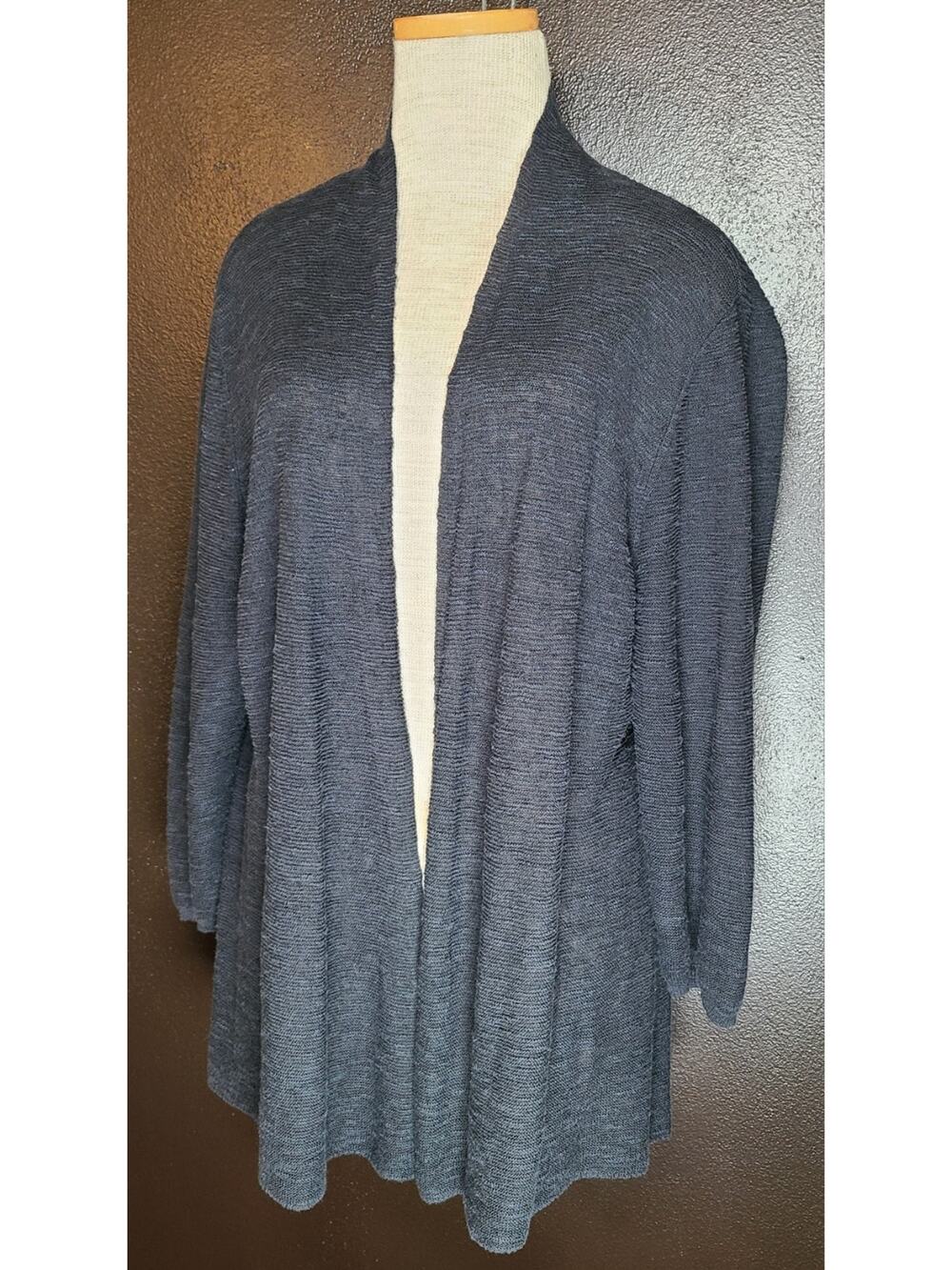 Eileen Fisher Cardigan Open Front Knit Organic Linen/Cotton Marled Size X-Large